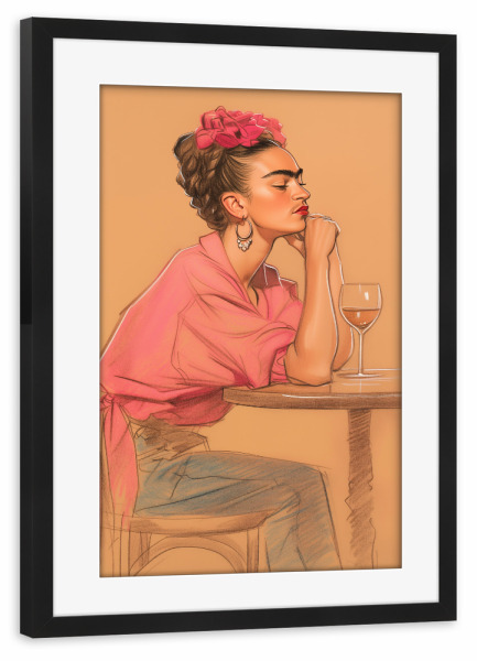 Poster mit Rahmen schwarz "Vintage Frida" artboxONE - Abstrakt,Menschen,Essen & Trinken / Alkohol