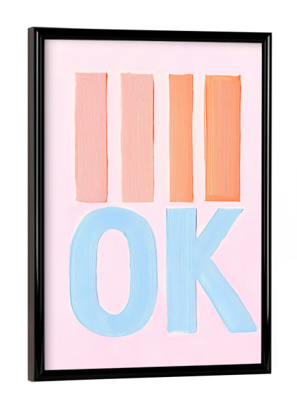 Poster mit schwarzem Rahmen "Pastell OK Streifen" artboxONE - Typografie,Abstrakt,Buchstaben