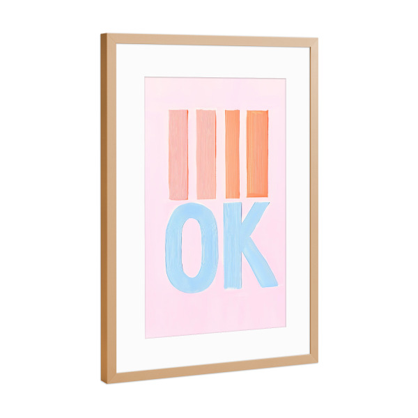 Poster mit Rahmen Kupfer "Pastell OK Streifen" artboxONE - Typografie,Abstrakt,Buchstaben