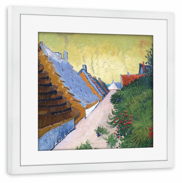 Poster mit Rahmen weiß "Gasse in Saintes-Maries" artboxONE - Reise,Architektur,Reise / Länder,Für Mama,Für Papa