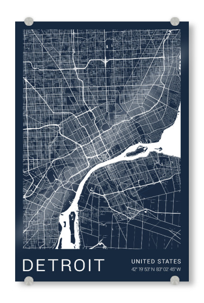 Acrylglasbild "Detroit USA" artboxONE - Städte / Weitere,Kartografie