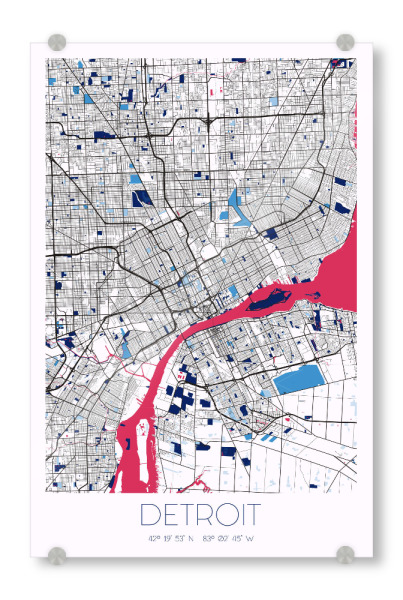 Acrylglasbild "Citymap Detroit" artboxONE - Städte / Weitere,Kartografie