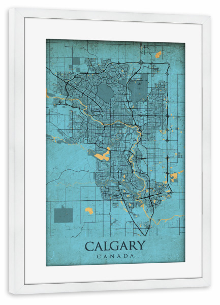 Poster mit Rahmen weiß "Vintage City Calgary" artboxONE - Städte / Weitere,Kartografie