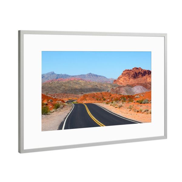 Poster mit Rahmen Silber "Road to Valley of Fire" artboxONE - Natur,Reise,Reise / Länder