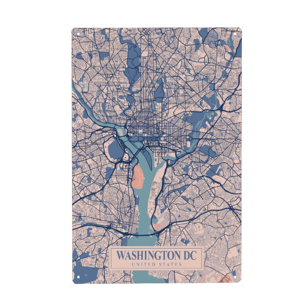 Holzbild "Washington D.C. Stadt Map" artboxONE - Städte / Washington