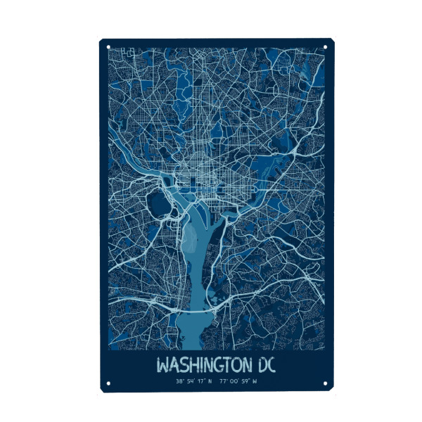 Holzbild "Stadtplan - Washington D.C" artboxONE - Städte / Washington,Kartografie