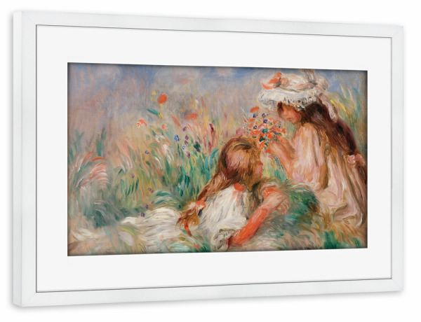 Poster mit Rahmen weiß "Mädchen im Gras" artboxONE - Für Kinder,Menschen,Liebe,Für Mama,Für Papa