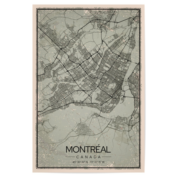Poster 30x20 cm "Montreal Retro Map" artboxONE - Städte / Weitere,Kartografie