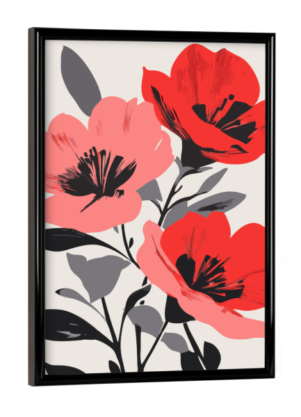 Poster mit schwarzem Rahmen "Red Poppies flowers" artboxONE - Floral - Red poppies,Floral,Flowers,Floral decoration,Floral art,Red flowers