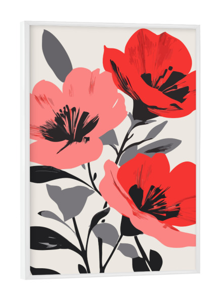Poster mit weißem Rahmen "Red Poppies flowers" artboxONE - Floral - Red poppies,Floral,Flowers,Floral decoration,Floral art,Red flowers