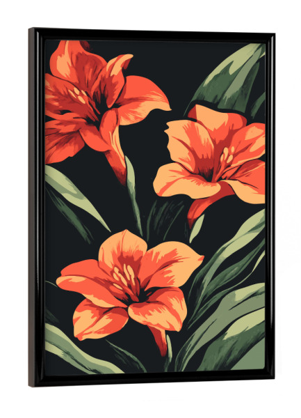 Poster mit schwarzem Rahmen "Orange Lilies flowers" artboxONE - Natur,Floral