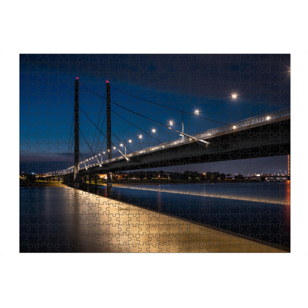 Puzzle Ravensburger "Rheinkniebrücke bei Nacht" artboxONE - Architektur