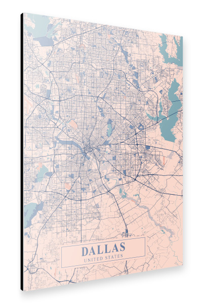 Alu-Dibond "Dallas Stadt Map" 30x20 cm artboxONE