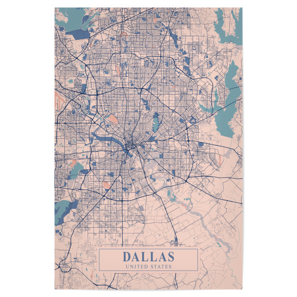 Poster "Dallas Stadt Map" artboxONE - Städte / Weitere,Kartografie