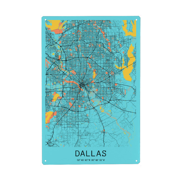Holzbild "Dallas Stadtplan" artboxONE - Städte / Weitere,Kartografie