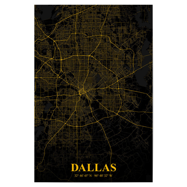 Poster "Dallas als Stadtplan" artboxONE - Städte / Weitere,Kartografie