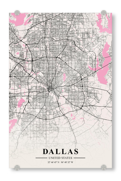 Acrylglasbild "City Dallas" artboxONE - Städte / Weitere,Kartografie
