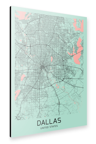 Alu-Dibond "Stadt Map Dallas" 30x20 cm artboxONE