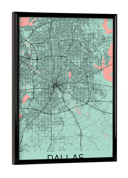 Poster mit schwarzem Rahmen "Stadt Map Dallas" artboxONE - Städte / Weitere,Kartografie