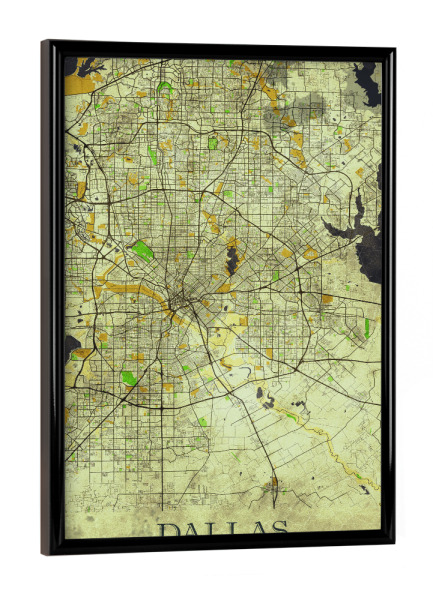 Poster mit schwarzem Rahmen "Dallas Vintage City Map" artboxONE - Städte / Weitere,Kartografie