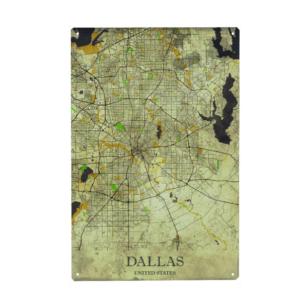 Metall Poster "Dallas Vintage City Map" artboxONE - Städte / Weitere,Kartografie
