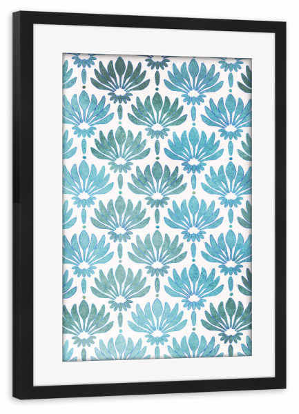 Poster mit Rahmen schwarz "Lilien in Blau" artboxONE - Floral,Abstrakt