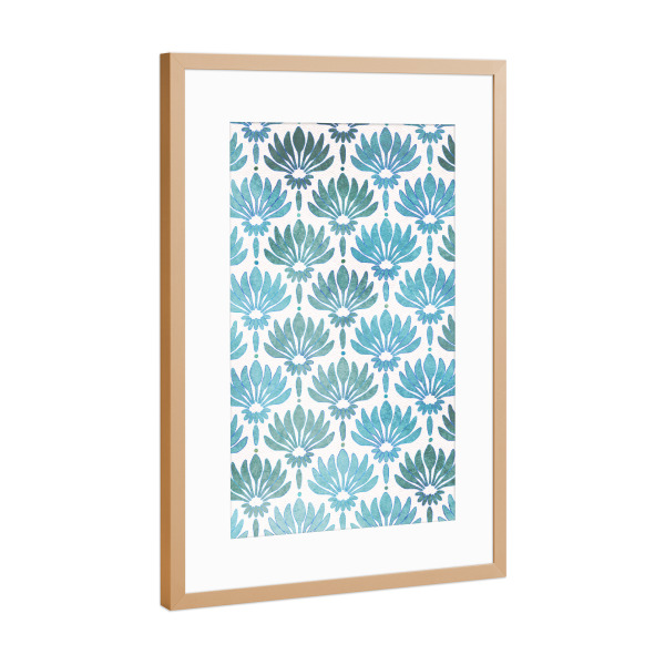 Poster mit Rahmen Kupfer "Lilien in Blau" artboxONE - Floral,Abstrakt