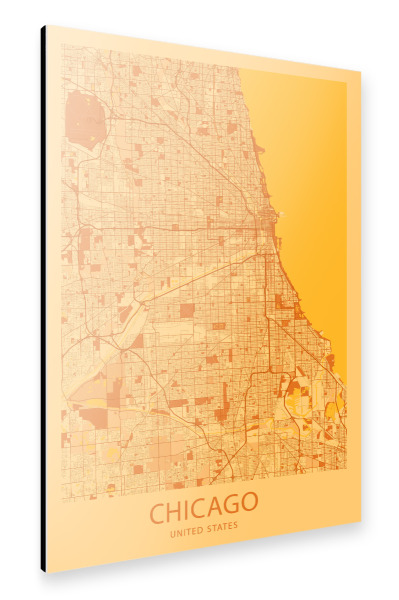 Alu-Dibond "Stadt Map Chicago" 30x20 cm artboxONE