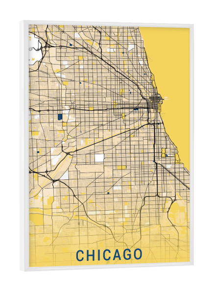 Poster mit weißem Rahmen "Stadt Chicago Map" artboxONE - Städte / Chicago,Kartografie