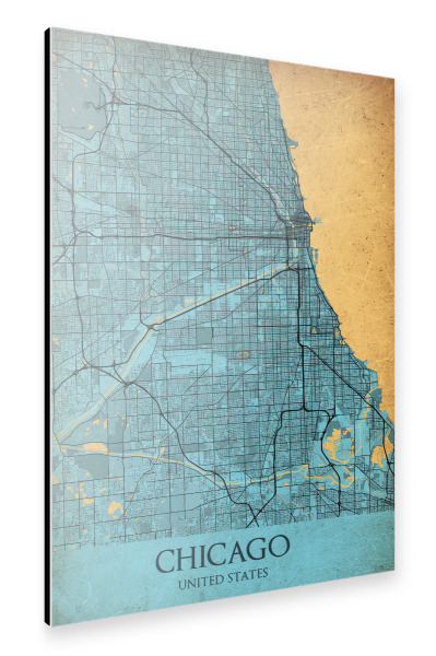 Alu-Dibond "Vintage City Chicago" 30x20 cm artboxONE