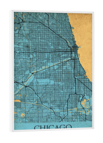 Poster mit weißem Rahmen "Vintage City Chicago" artboxONE - Städte / Chicago,Kartografie