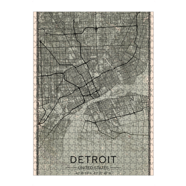 Puzzle Ravensburger "Detroit Retro Map" artboxONE - Städte / Weitere,Kartografie