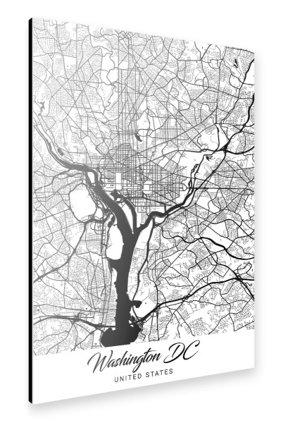 Alu-Dibond "Washington City Map" 30x20 cm artboxONE