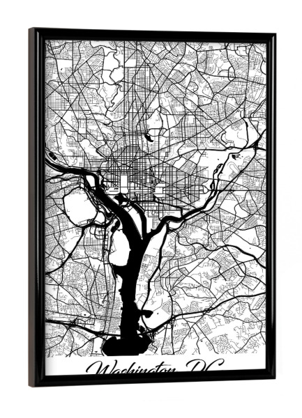Poster mit schwarzem Rahmen "Washington City Map" artboxONE - Schwarzweiß,Städte / Washington,Kartografie
