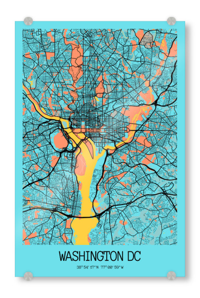 Acrylglasbild "Washington D.C. Stadtplan" artboxONE - Städte / Washington,Kartografie