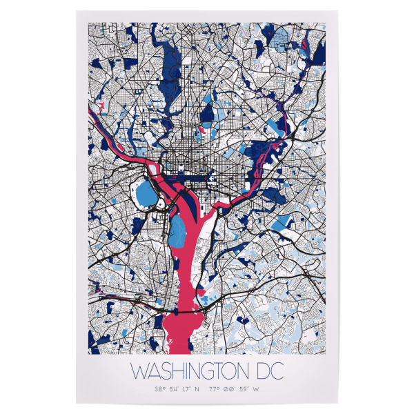 Poster "Citymap Washington, D.C" artboxONE - Städte / Washington,Kartografie