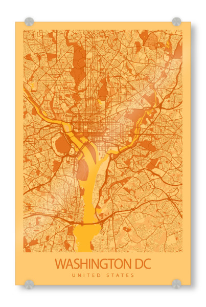 Acrylglasbild "Stadt Washington DC Map" artboxONE - Städte / Washington,Kartografie