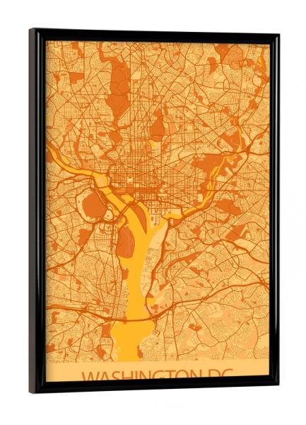 Poster mit schwarzem Rahmen "Stadt Washington DC Map" artboxONE - Städte / Washington,Kartografie