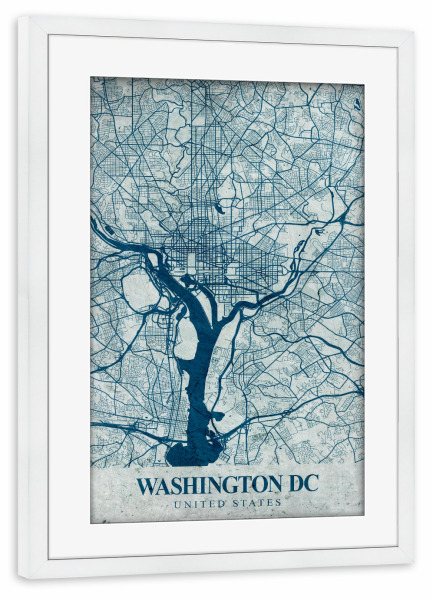 Poster mit Rahmen weiß "Washington D.C. Vintage" artboxONE - Städte / Washington,Kartografie