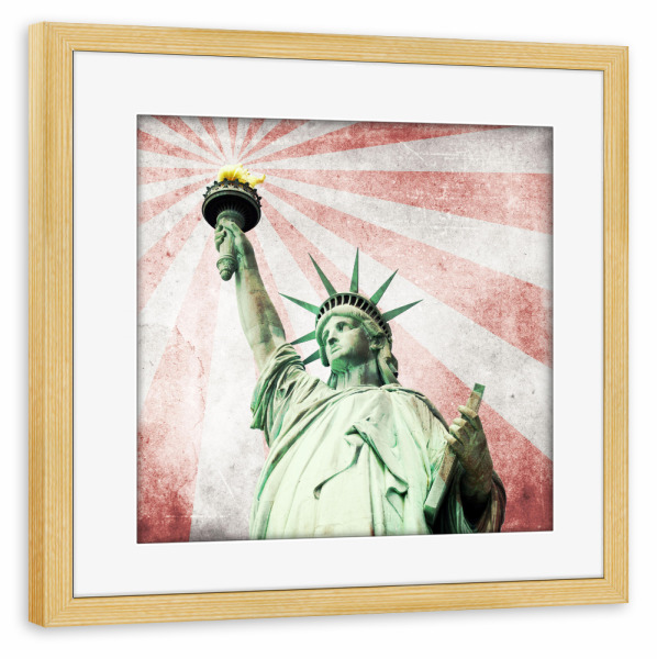 Poster mit Rahmen kiefer "Miss Liberty Vintage-Style" artboxONE - Städte / New York,Reise,Architektur,Reise / Länder
