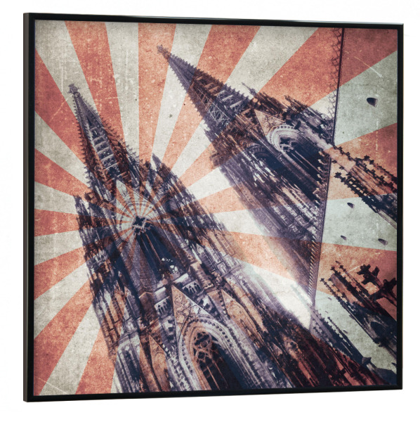 Poster mit schwarzem Rahmen 30x30 cm "Kölner Dom Vintage-Style" artboxONE - Städte / Köln,Reise,Architektur,Reise / Länder
