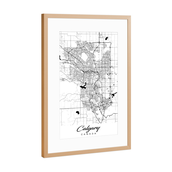 Poster mit Rahmen Kupfer "Calgary City Map" artboxONE - Schwarzweiß,Städte / Weitere,Kartografie