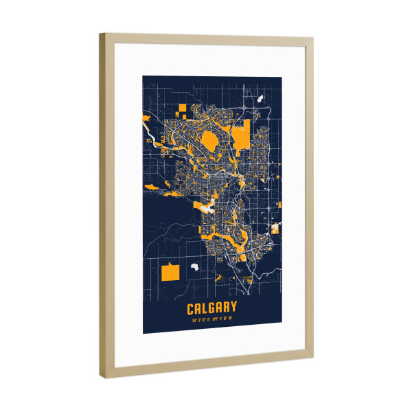 Poster mit Rahmen Gold "Calgary City" artboxONE - Städte / Weitere,Kartografie
