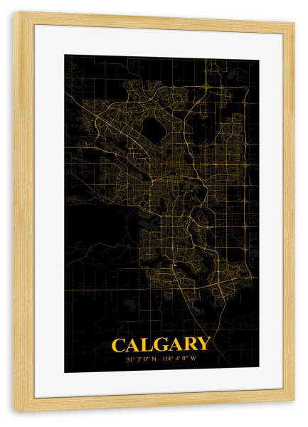 Poster mit Rahmen kiefer "City Map Calgary" artboxONE - Städte / Weitere,Kartografie