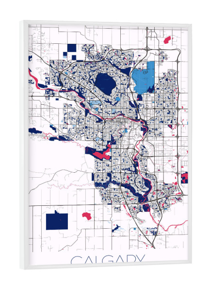Poster mit weißem Rahmen "Map Calgary" artboxONE - Städte / Weitere,Kartografie