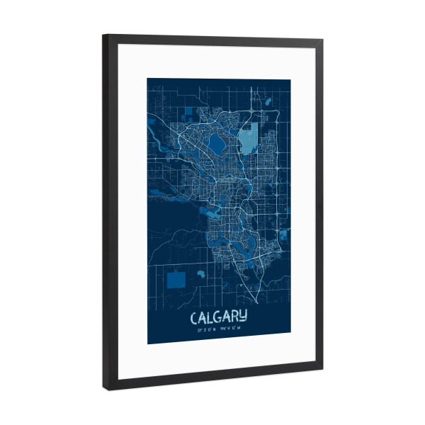Poster mit Rahmen Schwarz (Metallic) "City Map Calgary Kanada" artboxONE - Städte / Weitere,Kartografie