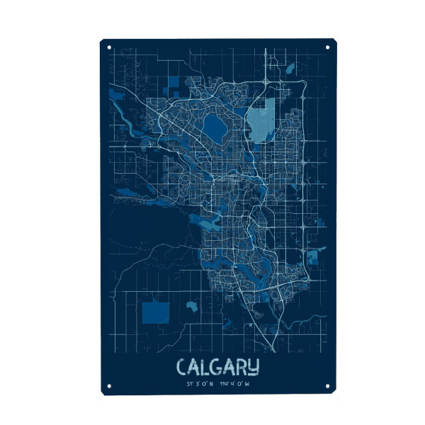 Holzbild "City Map Calgary Kanada" artboxONE - Städte / Weitere,Kartografie