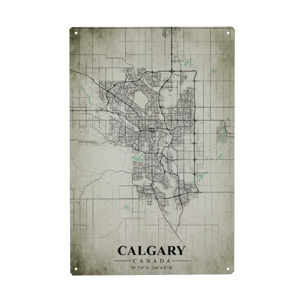 Holzbild "Calgary Vintage CityMap" artboxONE - Städte / Weitere,Kartografie