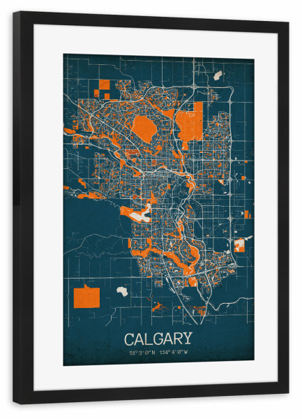 Poster mit Rahmen schwarz "Calgary Vintage Map" artboxONE - Städte / Weitere,Kartografie