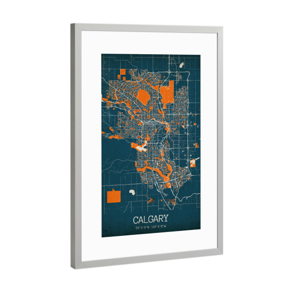 Poster mit Rahmen Silber "Calgary Vintage Map" artboxONE - Städte / Weitere,Kartografie